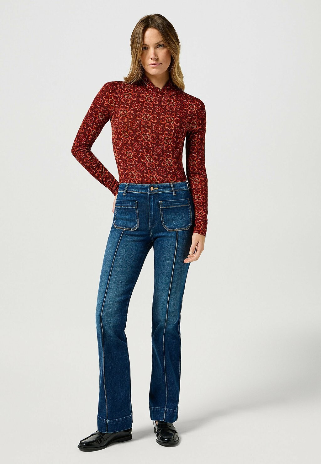 

Топ с длинными рукавами MOCKNECK Wrangler, коричневый