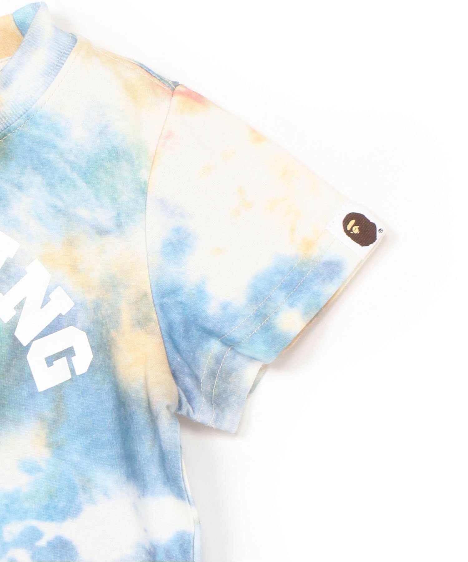 Футболка с принтом "Тай-дай" в стиле колледжа A BATHING APE, BLUE — фото 2