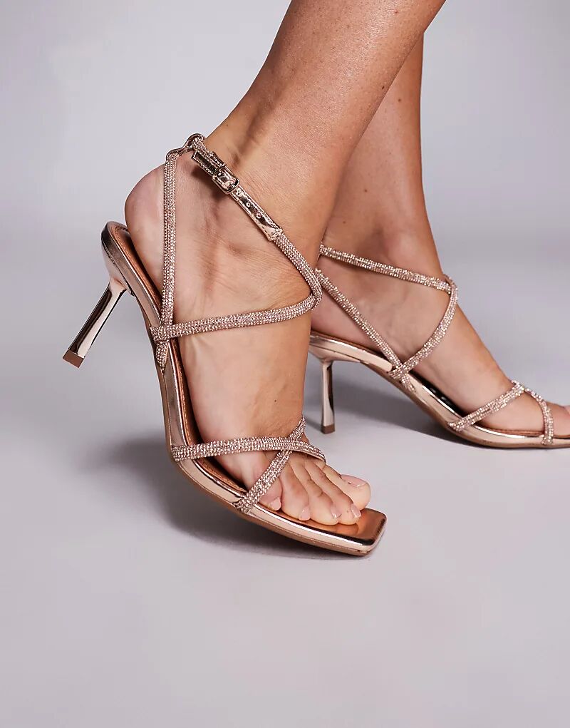 Босоножки на каблуке River Island с декором из розового золота