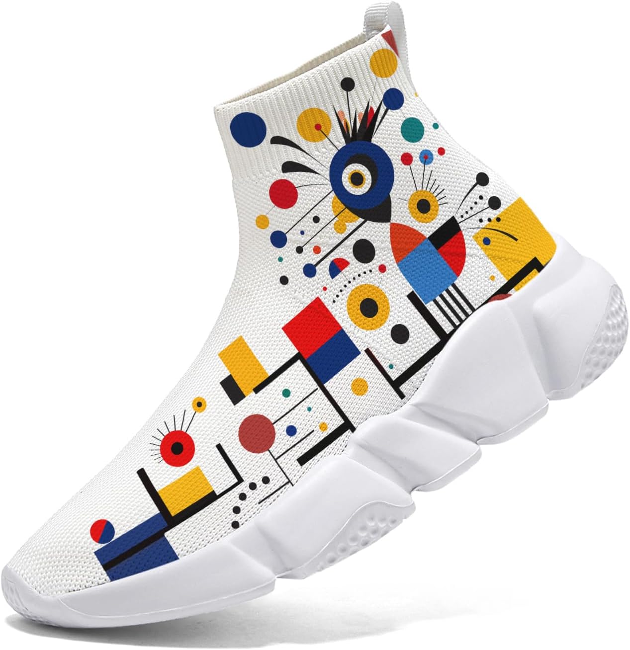 

Мужские носочные кроссовки Hetios в стиле Мондриан, трикотажные слипоны, спортивно-повседневные, расписанные граффити, Mondrian_06