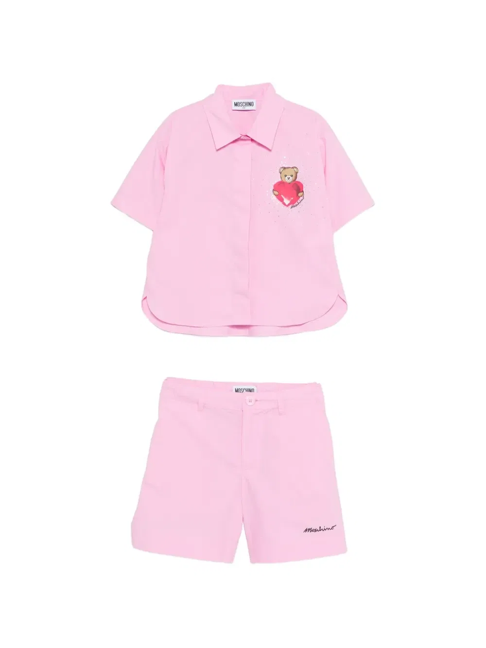 Набор из рубашки и шорт с украшением в виде принта медвежонка Moschino Kids, розовый