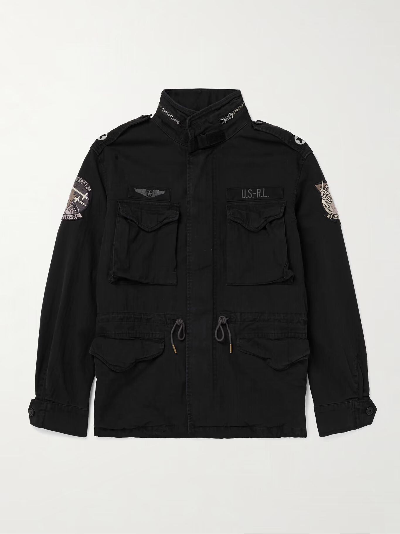 

Хлопковая полевая куртка с аппликацией логотипа в елочку POLO RALPH LAUREN, черный