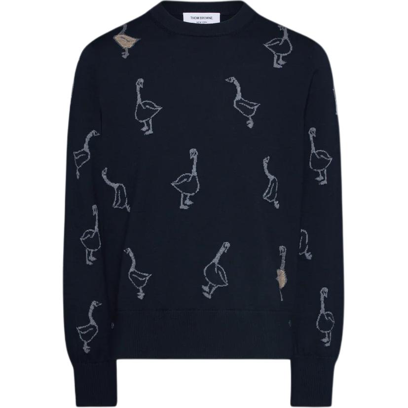 

Свитер из вирджинской шерсти с интарсией THOM BROWNE, синий