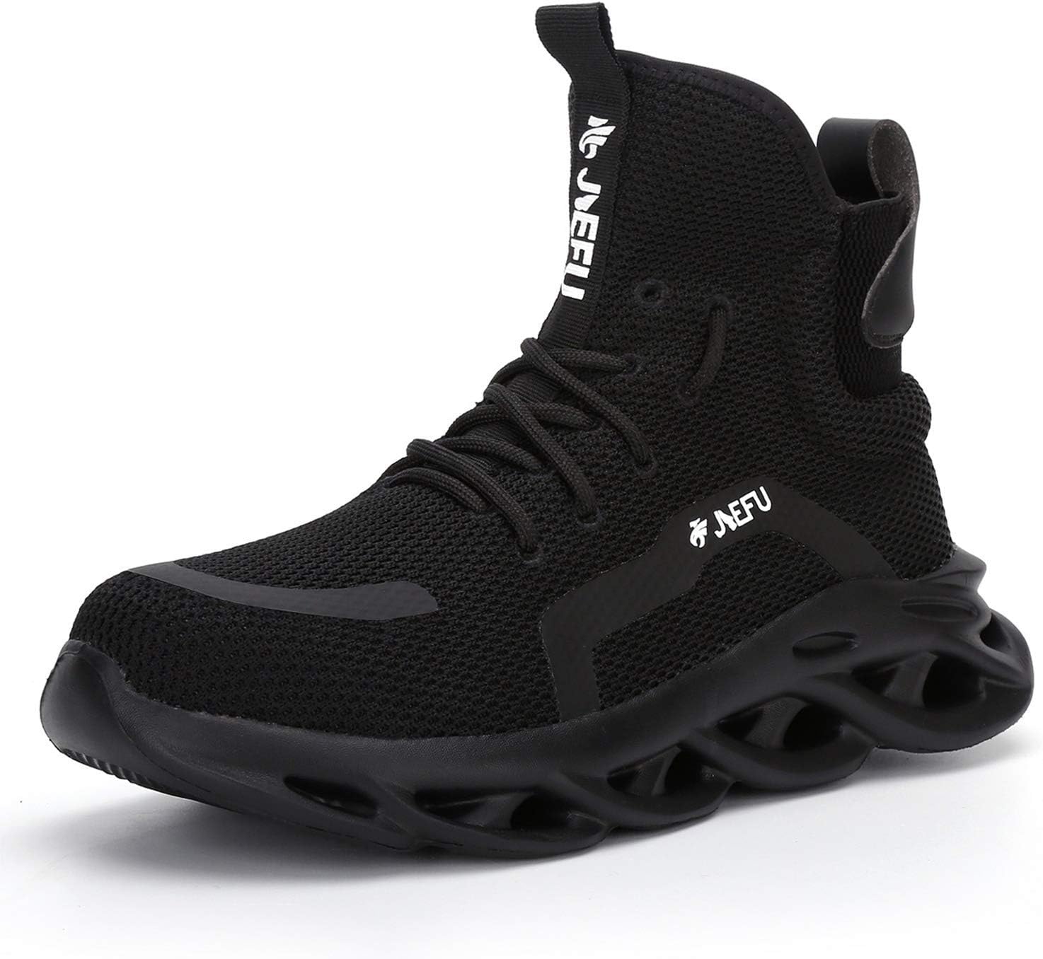 

Ботинки XUNRUO для мужчин и женщин с стальными носками, легкие, дышащие, для строительства, без шнурков, черный