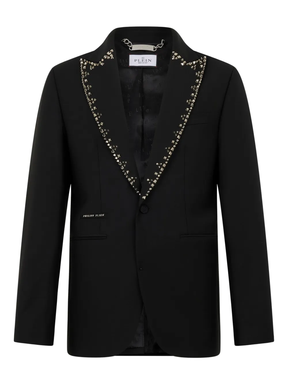 

Блейзер с украшенными заклепками лацканами Philipp Plein, черный