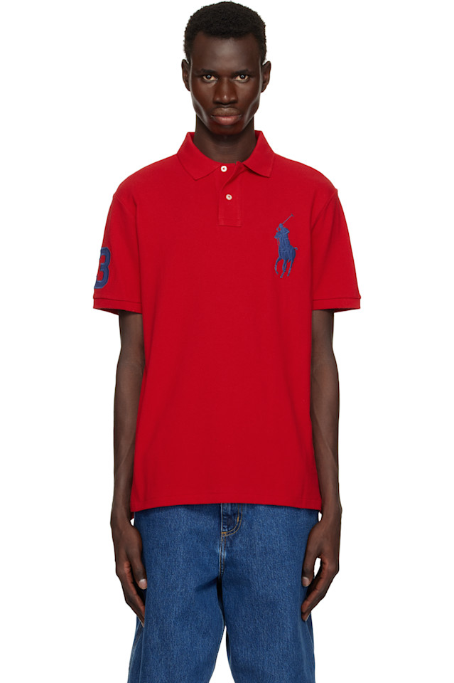 

Кастомная облегающая поло Big Pony с сетчатой тканью Polo Ralph Lauren, красный