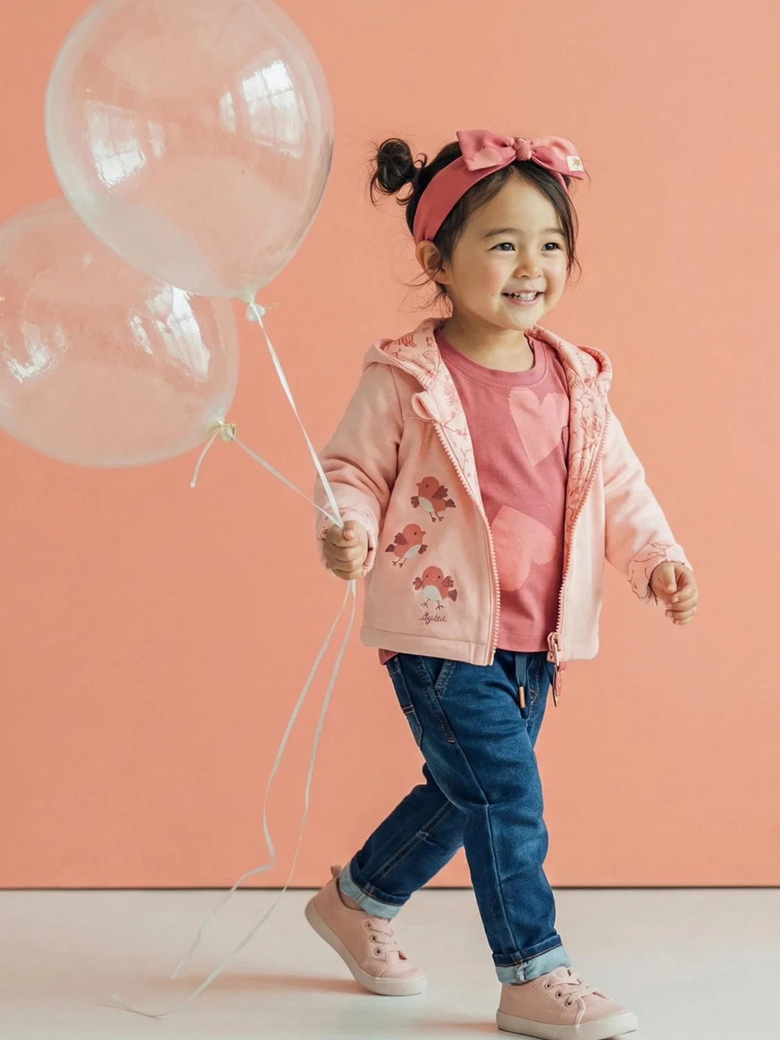 Куртка Sigikid Between-Season Jacket Wendejacke wattiert Pink Birds светло-розового цвета — фото 4