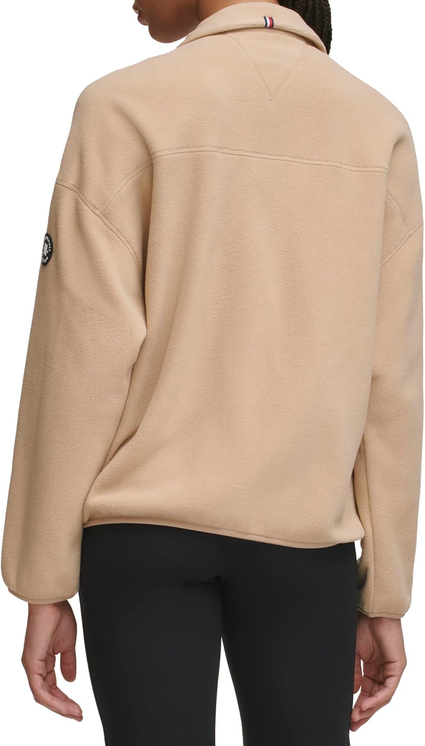 Женская флисовая куртка Tommy Hilfiger с воротником-стойкой и застежкой-молнией, Caramel — фото 2