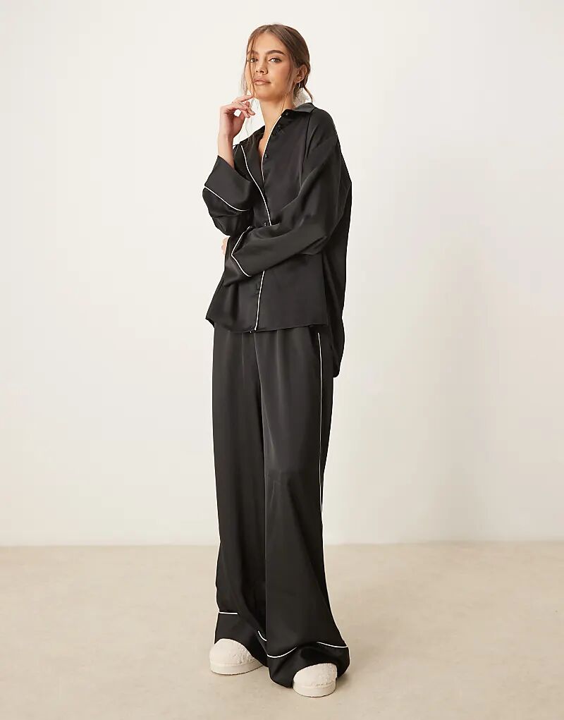 

Пижамный комплект из атласной рубашки и брюк большого размера ASOS DESIGN