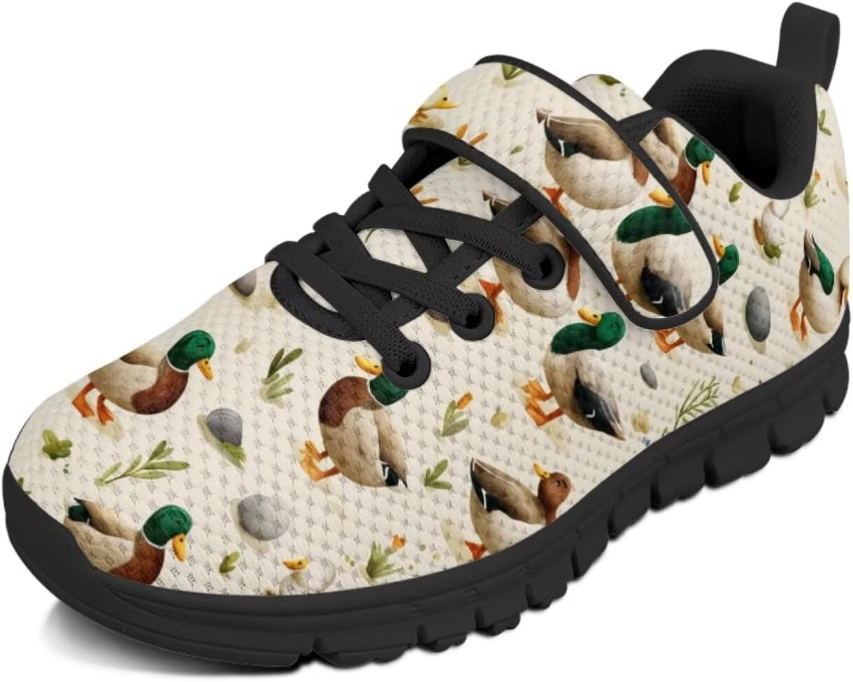 

Детские кроссовки Pointodoor с принтом радуги и пламени для мальчиков и девочек, прогулочные, нескользящие, легкие, дышащие, спортивные, для бега и тенниса, на липучках, Cute Mallard Duck