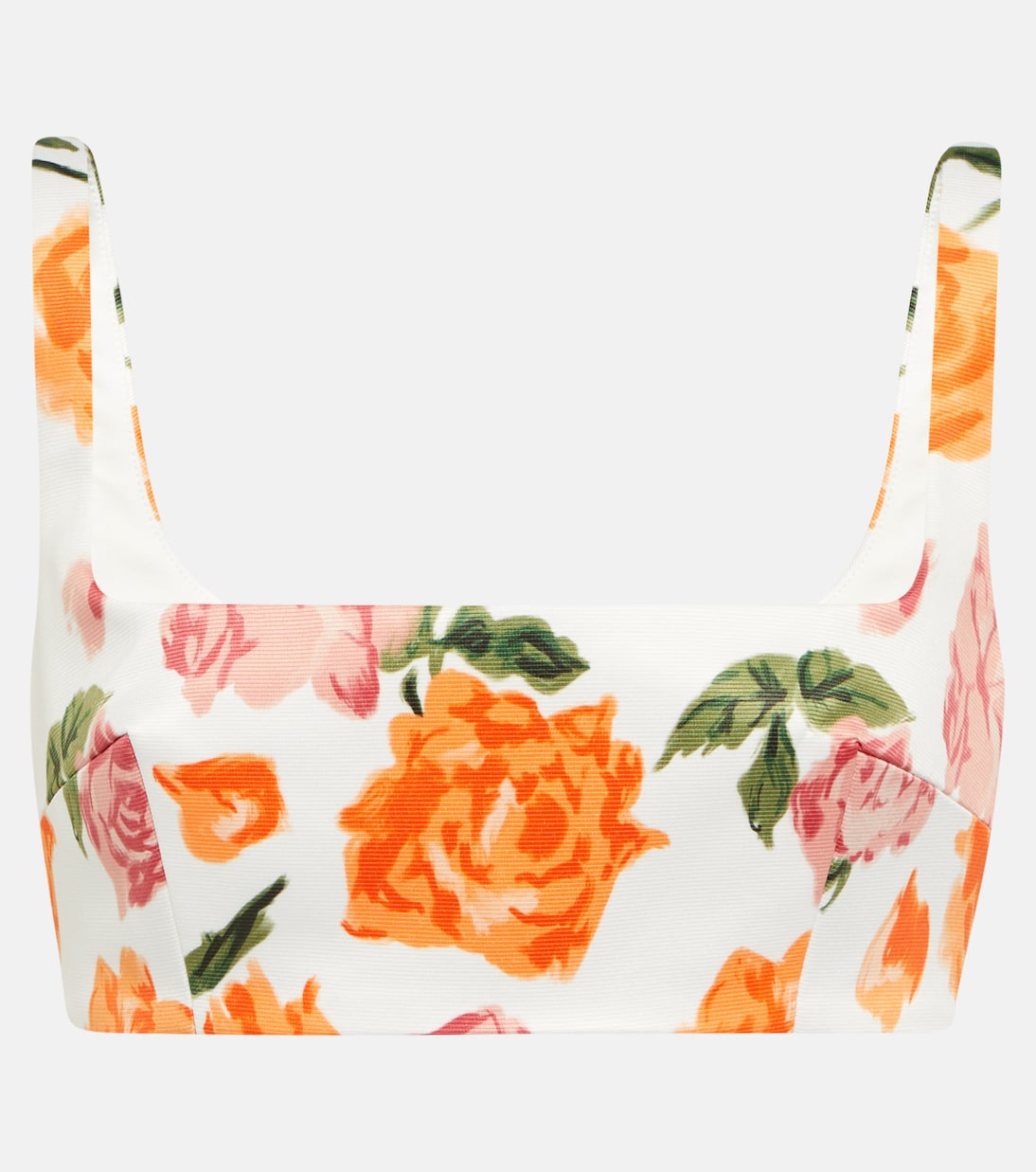 

Укороченный топ Kerrigan из тафты с цветочным принтом Emilia Wickstead, Orange & Pink Roses