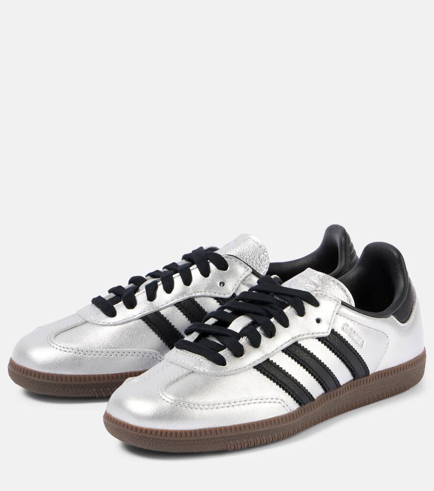 Кроссовки Samba OG из металлизированной кожи Adidas, Silver Met./Core Black/Gum5 — фото 4