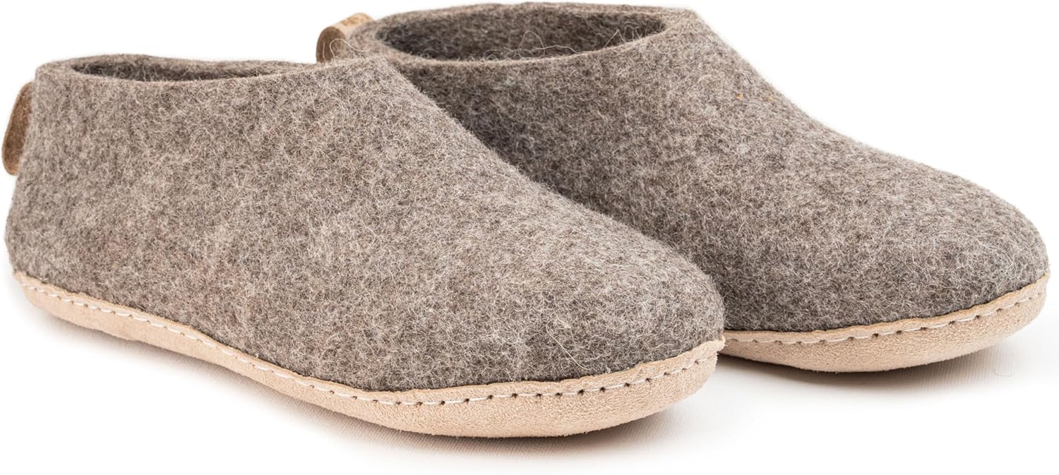 Тапочки Woolly из войлока с кожаной подошвой, Премиальная новозеландская шерсть, Ручная работа по итальянскому дизайну, Мягкие, дышащие и без запаха Woolly'S, коричневый — фото 4