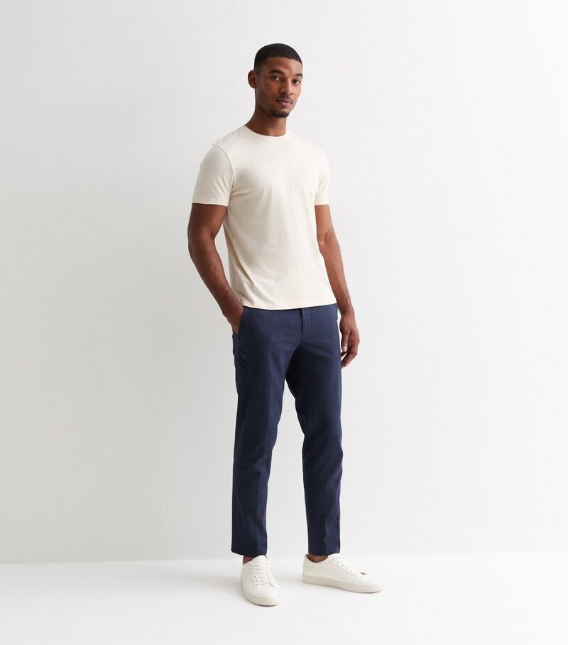 

Темно-синие брюки узкого кроя из льняной смеси Jack & Jones Jack & Jones, военно-морской
