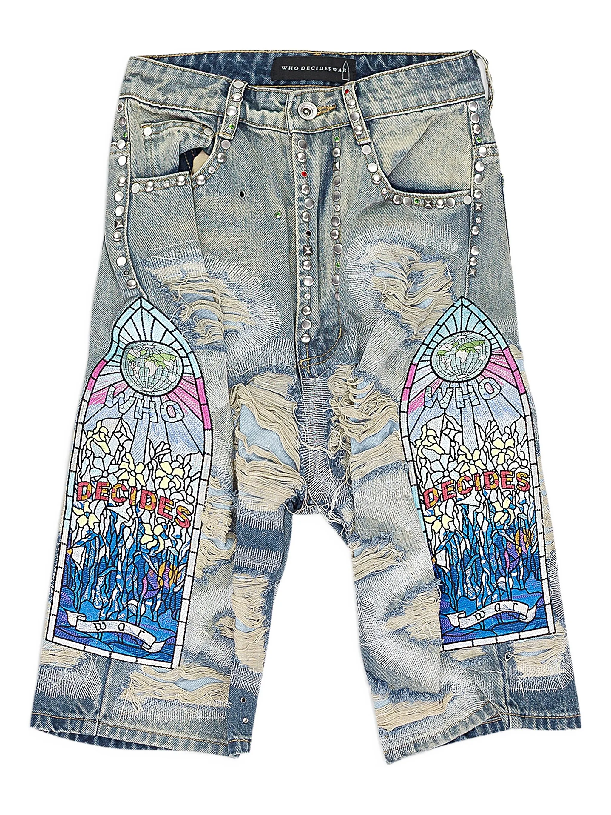 

Декорированные джинсовые шорты Who Decides War, синий