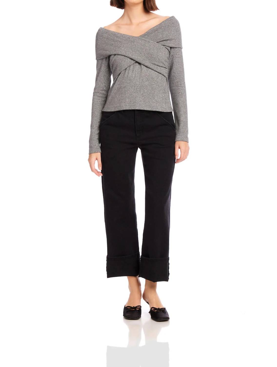 

Лана кроссовер топ с драпировкой в серебре Fifteen Twenty