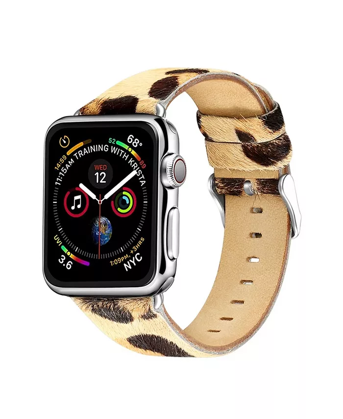 

Мужской и женский кожаный ремешок для замены Apple Leopard Colored Hair 44 мм Posh Tech, мультиколор
