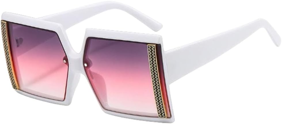 

Модные солнцезащитные очки класса люкс квадратной формы для женщин, винтажные, увеличенного размера, в большой оправе, черные, с защитой от УФ-излучения UV400 LVTFCO, White