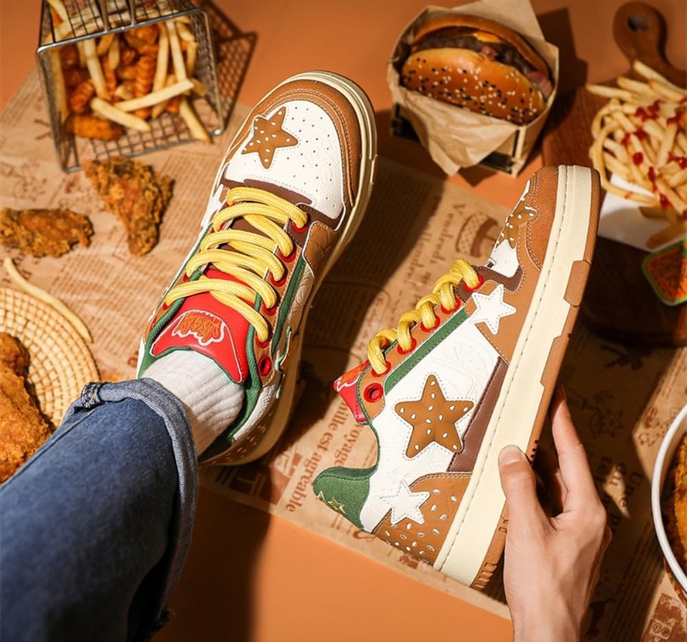Мужские массивные кроссовки Star Shoes Y2K в ретро-стиле, кожаные кроссовки на шнуровке, легкая и удобная обувь для ходьбы для мужчин и женщин Generic, коричневый — фото 4