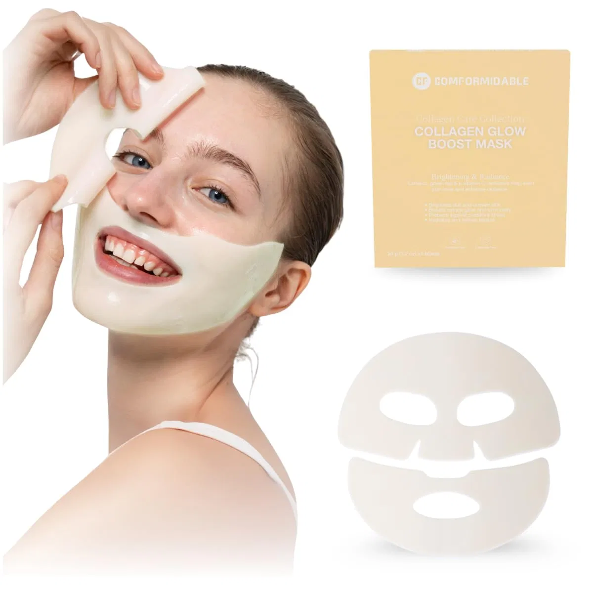 Тканевая маска Comformidable — Увлажняющая для лица «Collagen Glow Boost» с коллагеном, желтая , Yellow