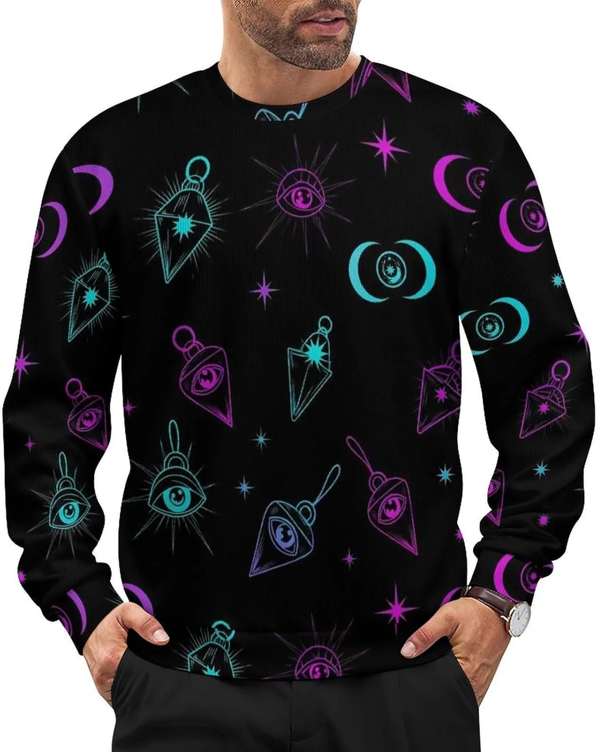 

Мужской классический пуловер с длинными рукавами и круглым вырезом Meaudiwes