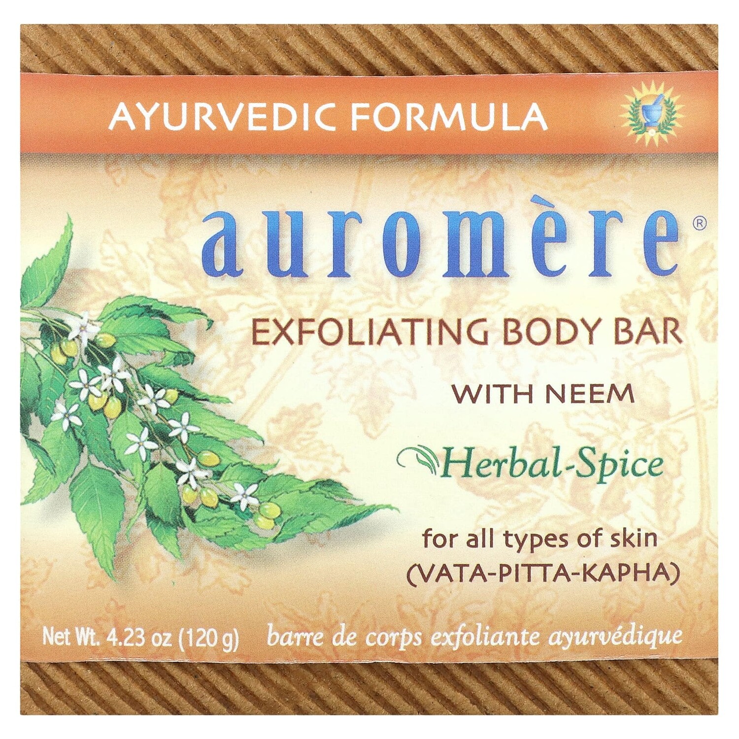 

Auromere Отшелушивающий батончик для тела с травяными приправами Ним 4,23 унции