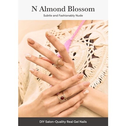 Полуотвержденные гелевые полоски для ногтей ohora N Almond Blossom — салонного качества, долговечные, легко наносятся и удаляются, в комплект входят 2 подготовительных подушечки, пилочка для ногтей и деревянная палочка Ohora — фото 2