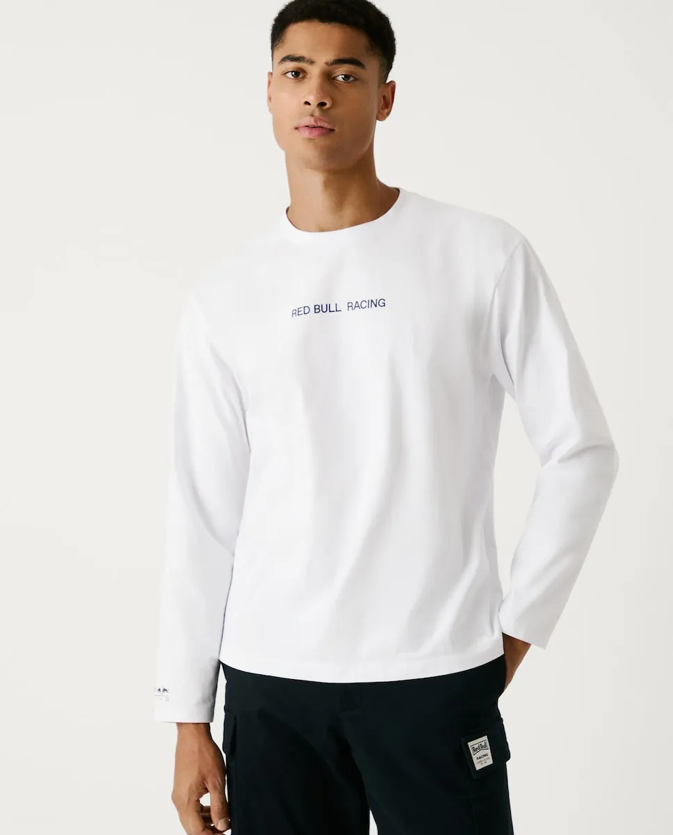 

Мужская футболка с длинными рукавами и принтом на спине Pepe Jeans, белый