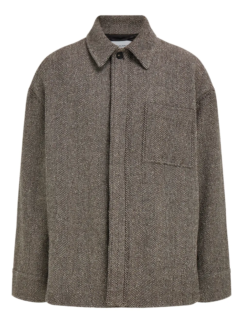 

Рубашка-куртка с длинными рукавами и елочкой Ferragamo, коричневый