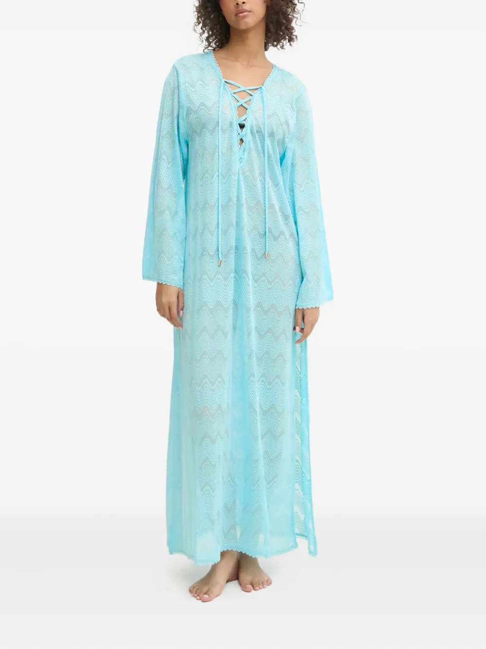 

Пляжное платье с шевронами и шнуровкой Melissa Odabash, синий