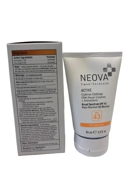 Солнцезащитный крем для тела NEOVA SmartSkincare Active, 3 жидких унции | Широкий спектр защиты SPF 43 | Цинк и октиноксат | Водостойкость до 80 минут — фото 4