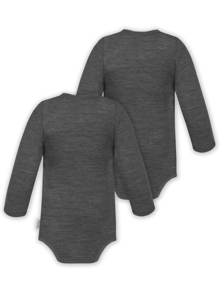 Normani Outdoor Sports Комплект из двух детских бодиков (двойня) из мериносовой шерсти, цвет антрацит — фото 2