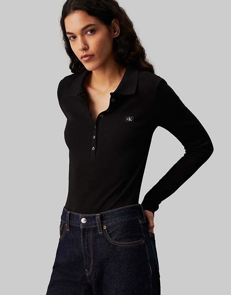 

Боди с тканой этикеткой черного цвета Calvin Klein Jeans
