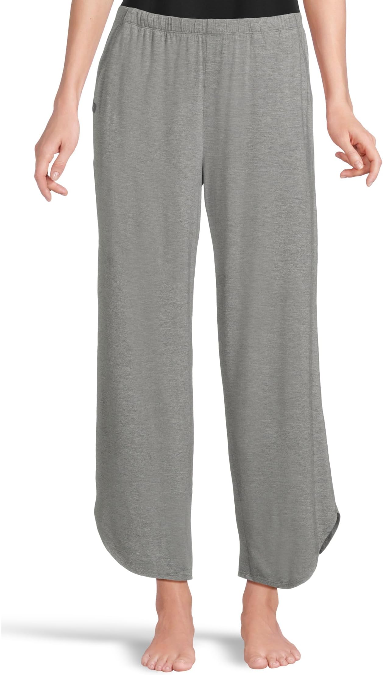 

Женские ультрамягкие трикотажные укороченные брюки с закругленным краем Barefoot Dreams, Heathered Gray