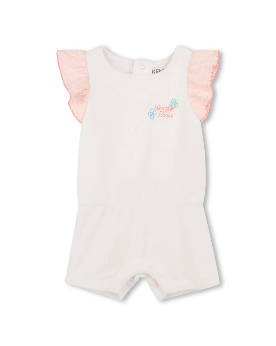 

Комбинезон для девочки из махры с рюшами Kenzo Kids, натуральный