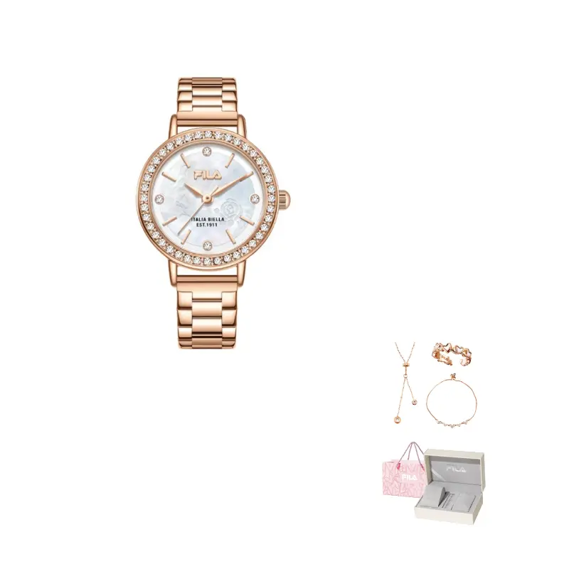 

Женские часы с кварцевым механизмом, инкрустированным бриллиантами, многоцветным циферблатом и подарочной коробкой Fila, розовое золото watch case, Шампань, Женские часы с кварцевым механизмом, инкрустированным бриллиантами, многоцветным циферблатом и под