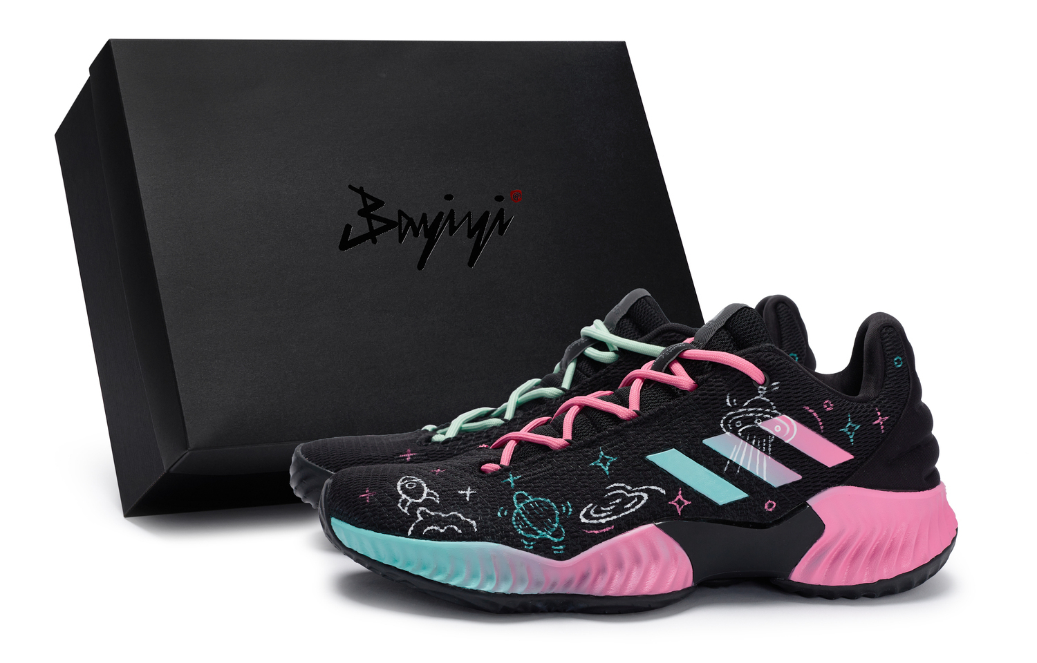 

Adidas Про Баунс 2018 баскетбольные кроссовки мужские низкие синий/розовый - черный розовый синий, цвет Black Pink Blue