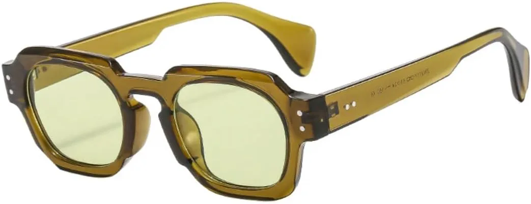 

Женские солнцезащитные очки, модные, с прозрачными линзами цвета океана, UV400, винтажные, мужские, с заклепками, в стиле панк UUPTTPL, Olive Green Green