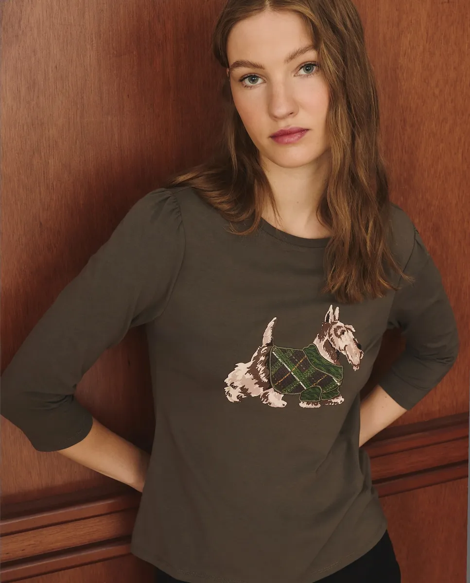 

Женская футболка с длинным рукавом, прямым вырезом и принтом Lloyd's, хаки