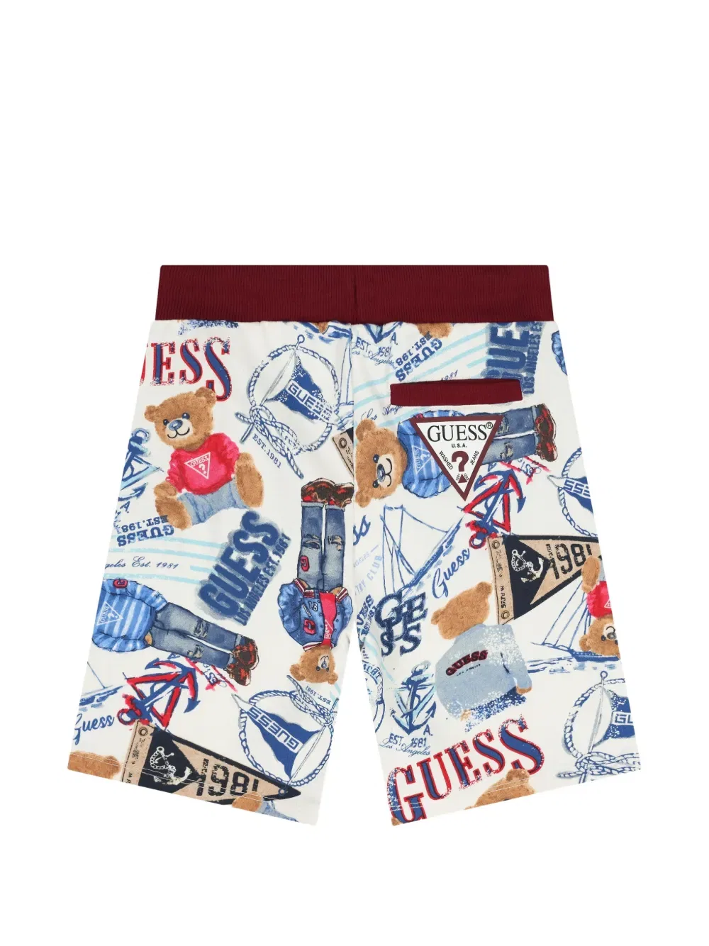 Шорты с графическим изображением плюшевого мишки Guess Kids, белый — фото 2
