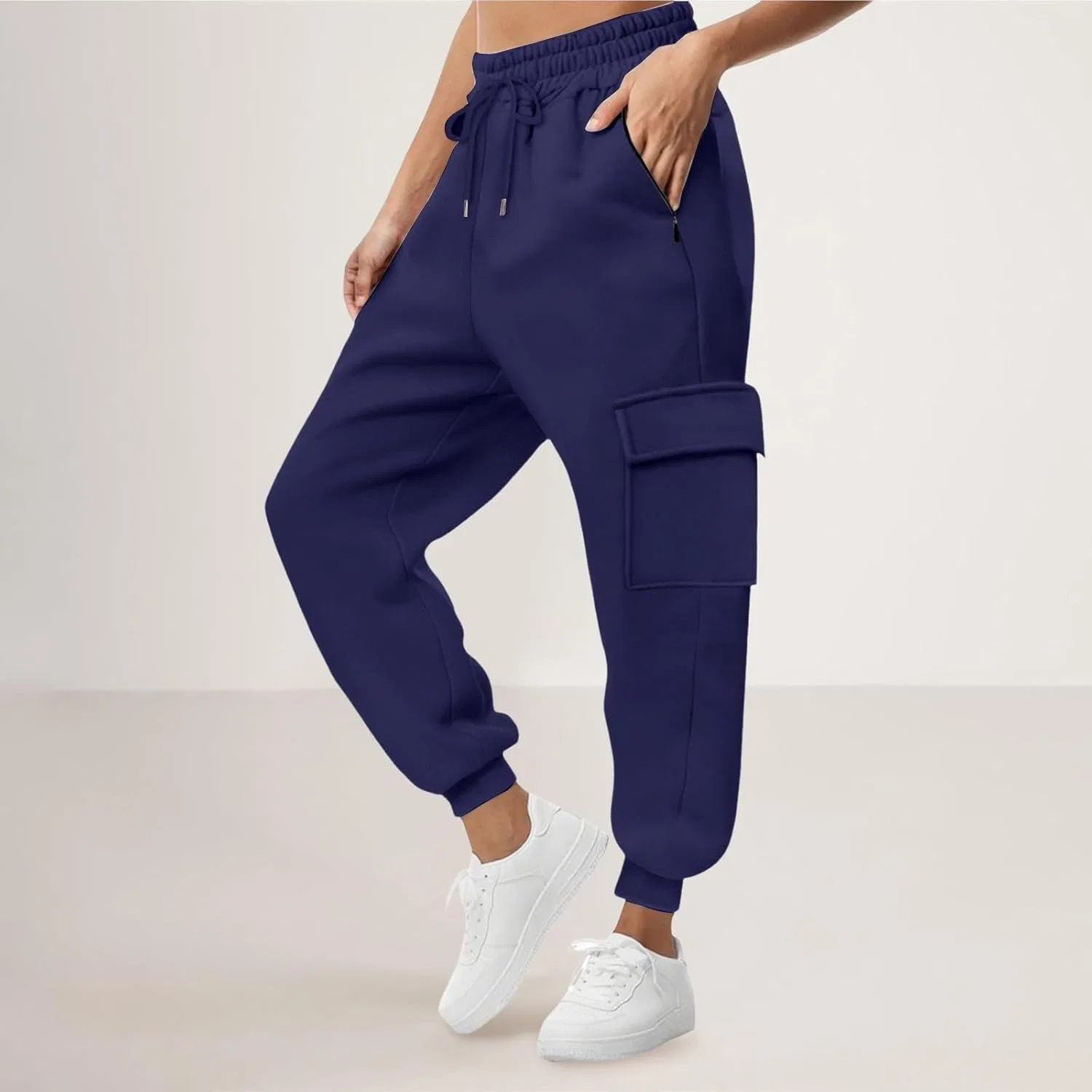 Женские спортивные брюки карго, высокие, с карманами, Y2K, Dark Blue — фото 2