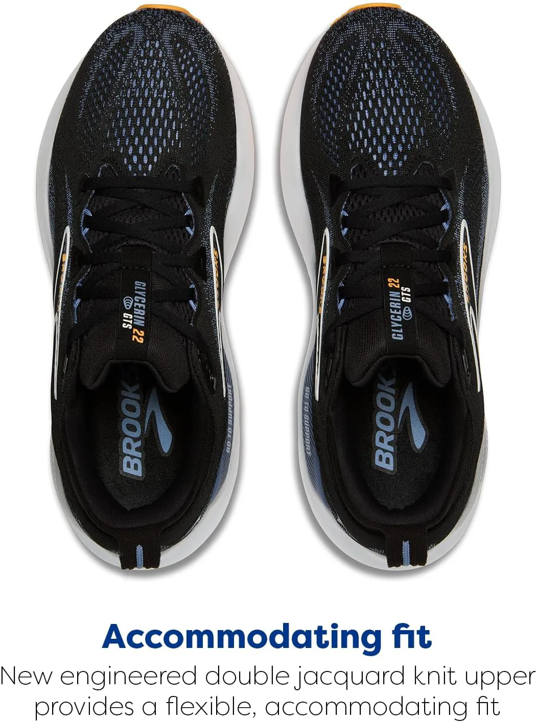 Мужские беговые кроссовки Brooks Glycerin GTS 22 с поддержкой, черный/синий/оранжевый — фото 4