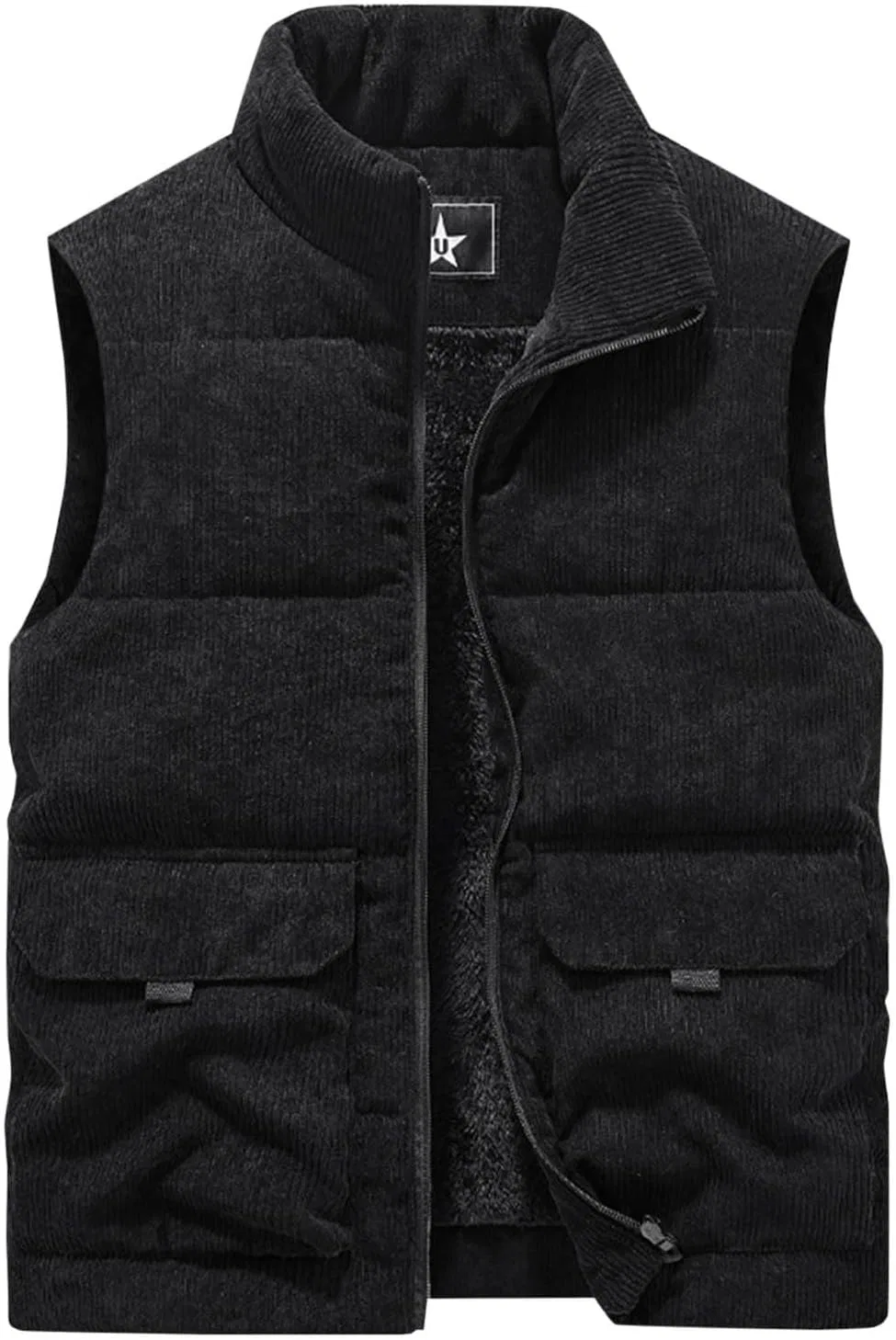 Мужской пуховый жилет, модная вельветовая куртка без рукавов, зимний уютный жилет с подкладкой из искусственной шерсти, стеганый жилет для активного отдыха