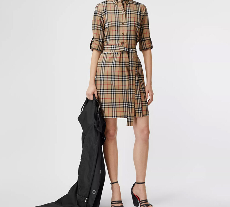 Платье-рубашка Burberry Vintage, бежевый — фото 4