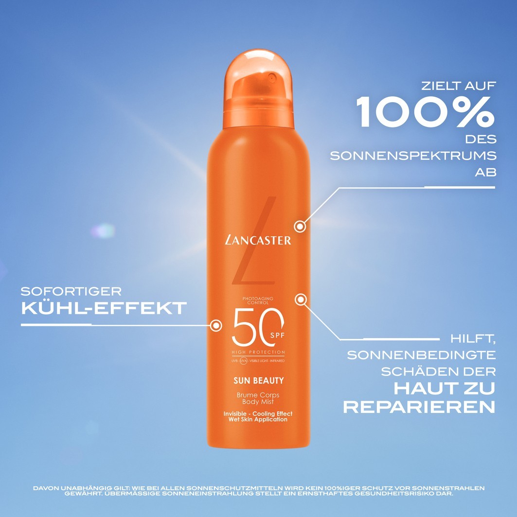 Солнцезащитный спрей sun sport body mist spf 50 Lancaster, объем 200 мл — фото 3