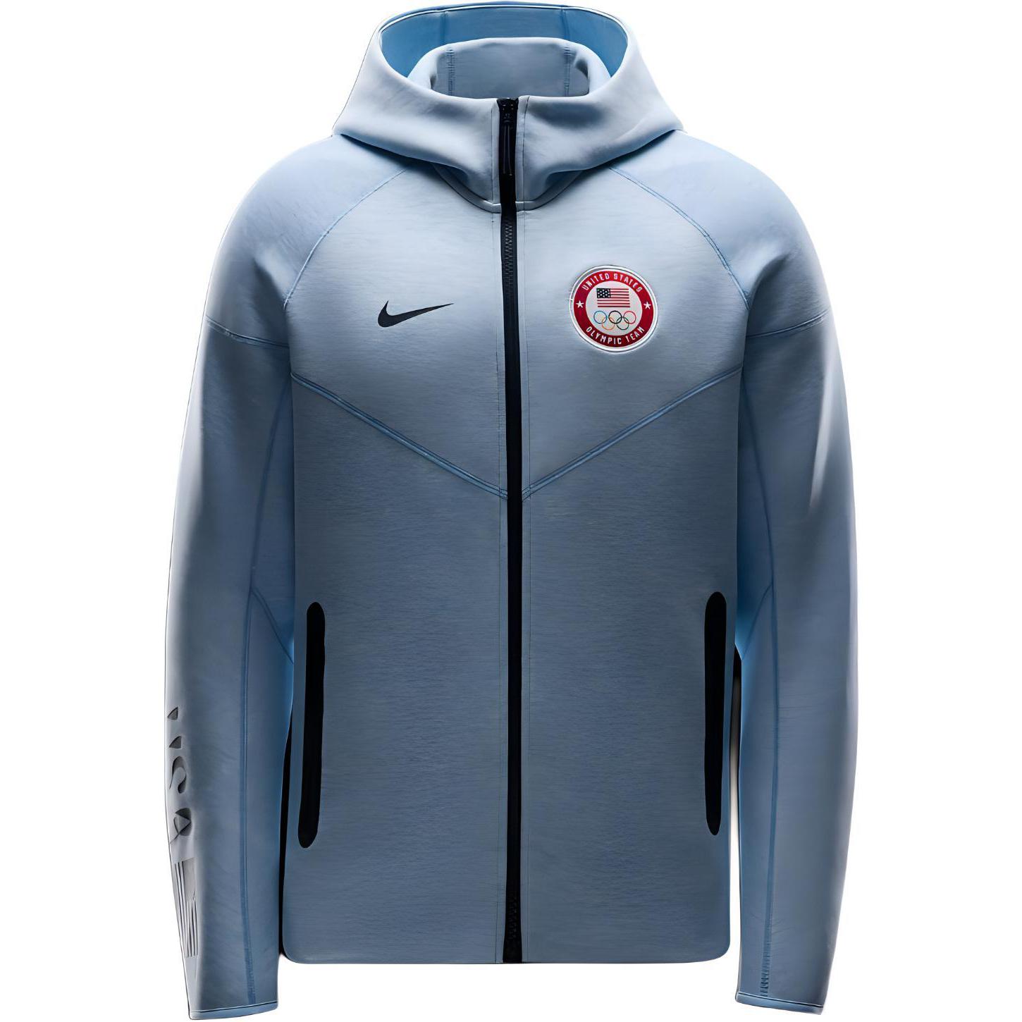 

Nike Толстовка с молнией Team USA Олимпиада 2024, Sky Blue/Heather/Obsidian/Obsidian