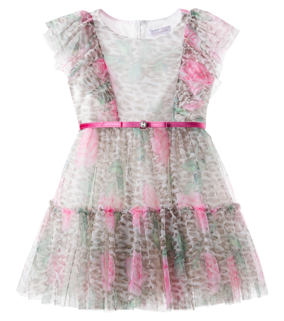 

Платье из тюля с леопардовым принтом и оборками Monnalisa, Maculato