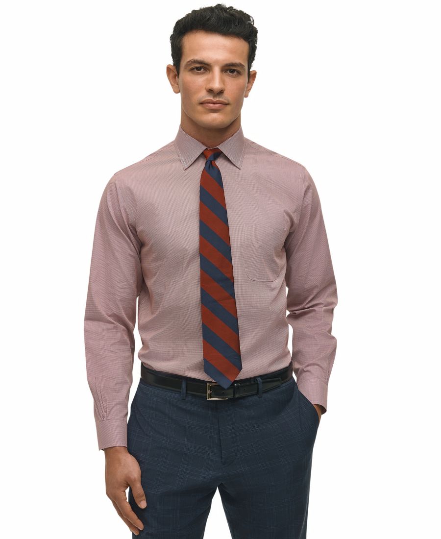 

Мужская рубашка Brooks Brothers стандартного кроя с отложным воротником и микро-гусиной лапкой Brooks Brothers, Dark Red