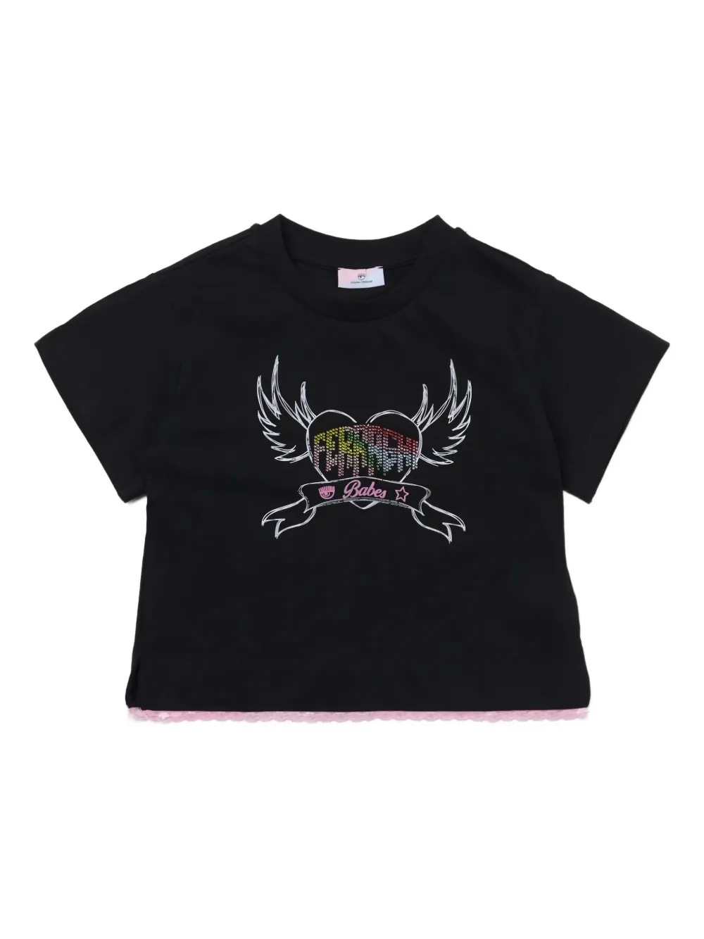 

Футболка с украшением в виде сердца Chiara Ferragni Kids, черный