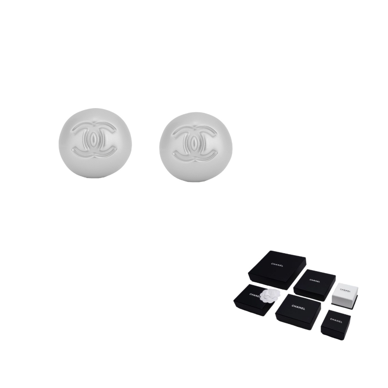 

CHANEL Серьги-гвоздики для женщин, металл, смола, белые